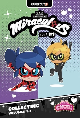 Paperback of Miraculous Chibi 3 in 1 Vol. 1 by Papercutz, featuring colorful cover art with characters from the series.