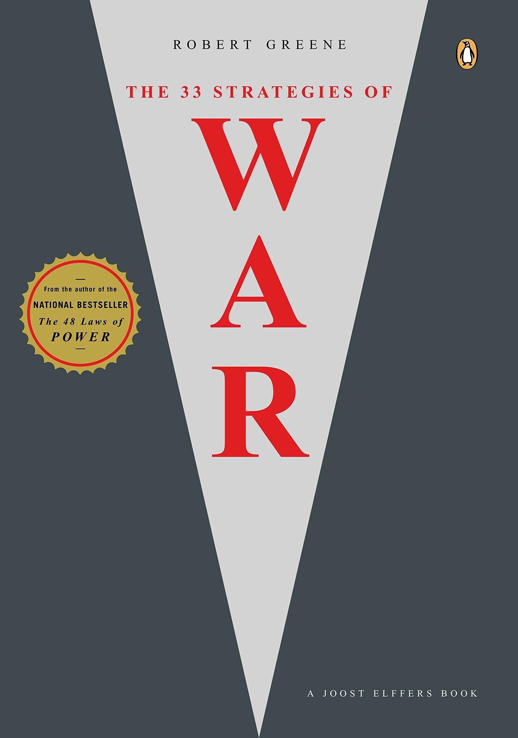 Paperback copy of The 33 Strategies of War by Penguin Books, featuring the book's cover with title and design elements.