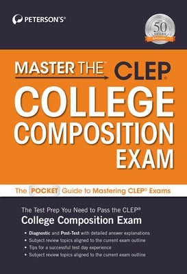 Paperback of Peterson's Master the CLEP College Composition study guide, featuring a clean cover design and educational materials.