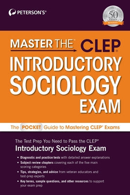 Paperback Peterson's Master The CLEP Introductory Sociology Exam study guide with title and branding visible.
