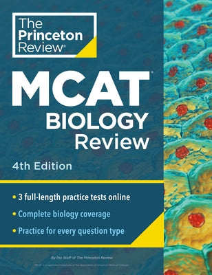 Princeton Review MCAT Biology Review 4th Edition paperback with book cover featuring title and author for exam prep and practice tests.