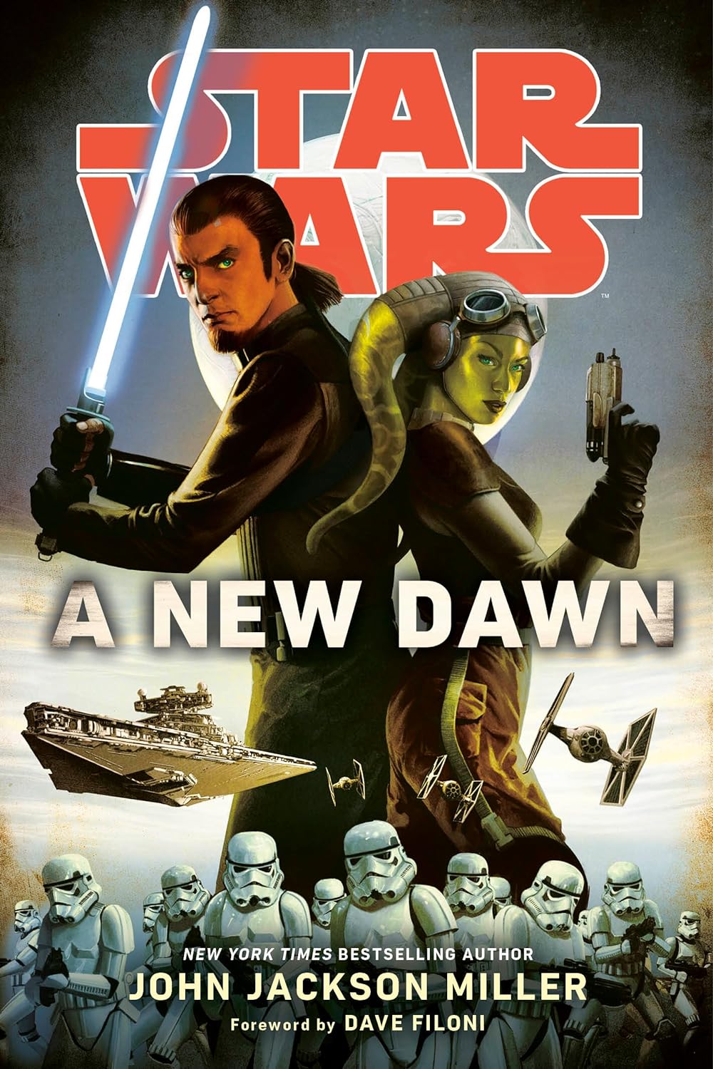 Paperback copy of "A New Dawn" from Star Wars, published by Random House Worlds, featuring the book cover with Star Wars branding.