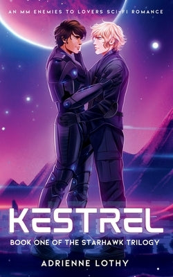 Paperback copy of "Kestrel: An MM Enemies to Lovers Sci-Fi Romance" by Read the Stars Publishing, featuring a sci-fi themed cover design.