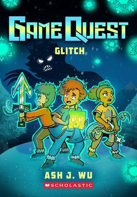 Paperback of Glitch (Game Quest #3) by Scholastic Paperbacks featuring colorful cover art with game-themed graphics.