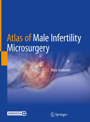 Hardcover atlas of male infertility microsurgery by Springer, showing detailed medical illustrations and surgical techniques.