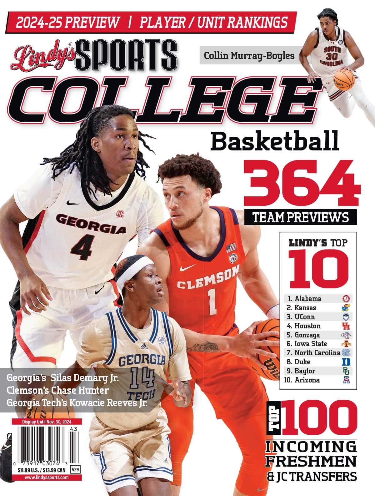 Lindy's Sports College 2025-26 Basketball Magazine by SureShot Books Publishing, featuring college basketball teams and players.
