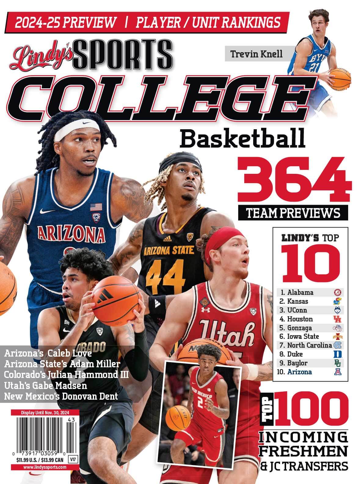 Lindy's Sports College 2025-26 Basketball Magazine by SureShot Books Publishing, featuring college teams and basketball coverage.