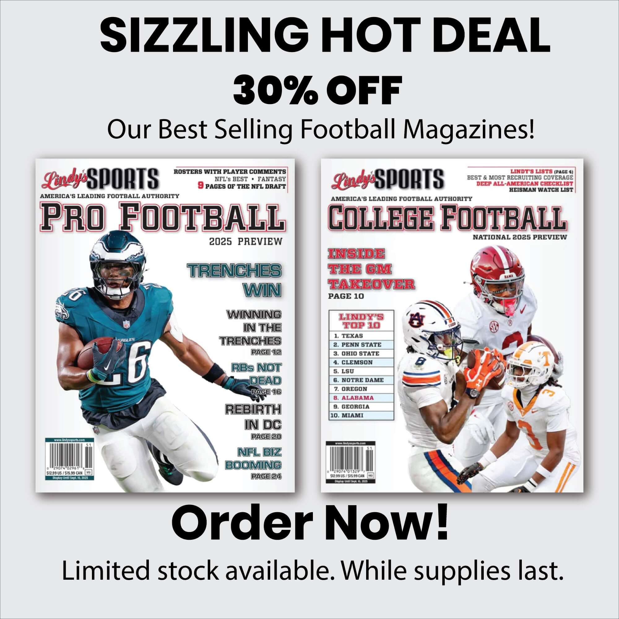 Lindy's College Football & Pro Football Combo 2025-2026 sports and recreation book by SureShot Books Publishing LLC.