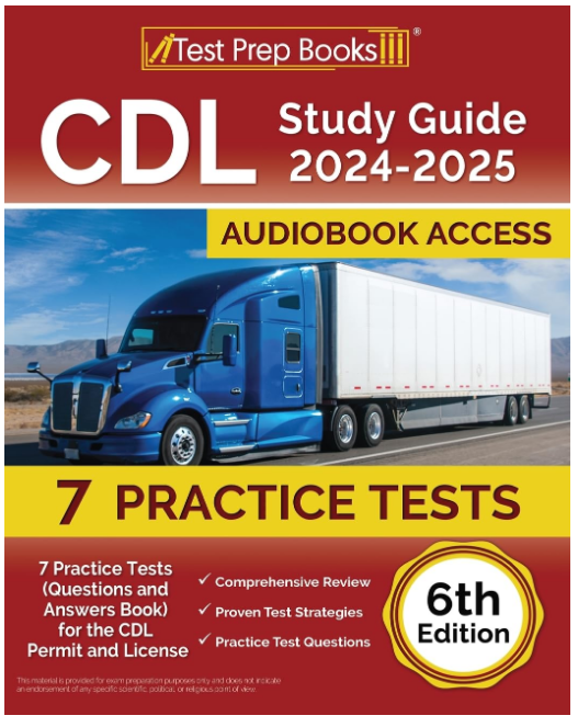 CDL Study Guide 2024-2025 by SureShot Books with 7 practice tests, questions, and answers for CDL permit and license.