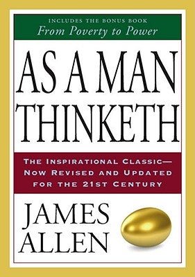 Paperback of "As a Man Thinketh" by TarcherPerigee, showing the book cover with title and author name.