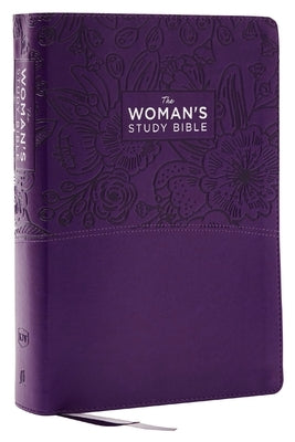 KJV The Woman’s Study Bible by Thomas Nelson, purple Leathersoft cover, red letter edition with full-color pages and comfort print.