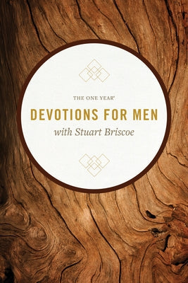 Cover of The One Year Devotions for Men by Stuart Briscoe, published by Tyndale Momentum, featuring a spiritual and contemplative design.