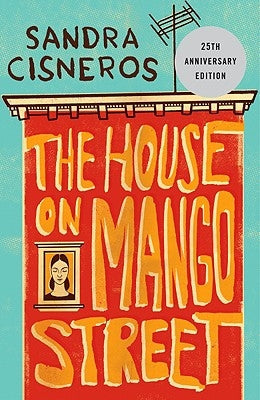 Vintage paperback of "The House on Mango Street" by Sandra Cisneros, featuring the book cover with title and author.