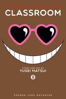 Paperback copy of Assassination Classroom Vol. 9 by Viz Media, featuring the manga cover with colorful artwork and characters.