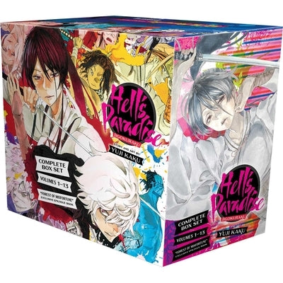 Hell's Paradise Jigokuraku complete box set of 13 paperback volumes by Viz Media, featuring vibrant manga cover art.