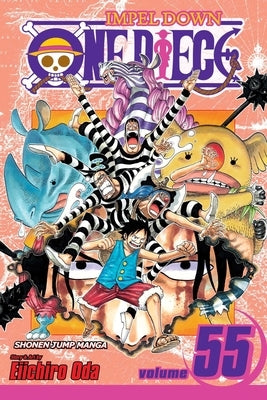 Paperback of One Piece Volume 55 by Viz Media showing the cover art with colorful manga illustrations.