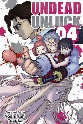 Paperback of Undead Unluck, Vol. 4 manga by Viz Media featuring the cover art with characters from the series.
