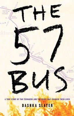 Paperback book titled "The 57 Bus" by Youth Large Print, showing the cover with the title and illustration of two teenagers.