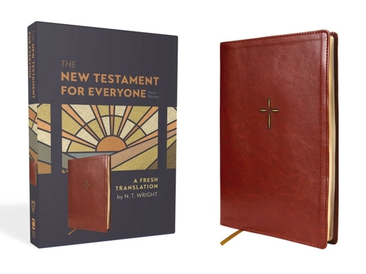 Brown Leathersoft Bible, The New Testament for Everyone, Third Edition by Zondervan, featuring a fresh translation and durable cover.