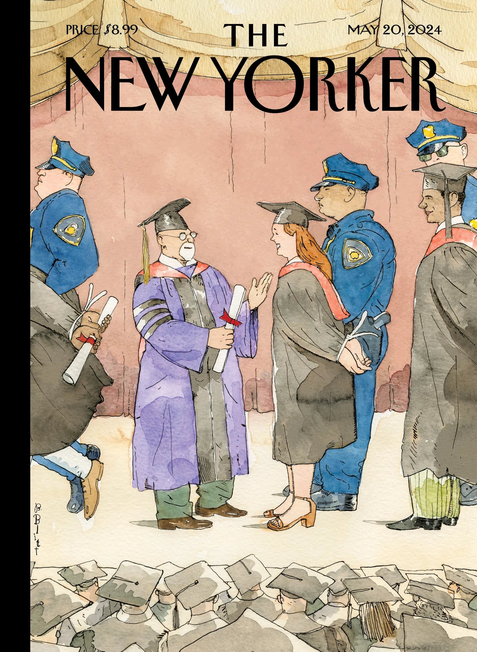 The New Yorker magazine cover featuring artwork from the May 2024 issue, showcasing vibrant illustrations and typography.