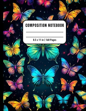 Butterflies Composition Notebook For Inmates: Blank Sketch Book For Men And Women In Jail, Colorful Unrulled Black Journal For Journaling Note Taking, ... Pages, Gift For Butterfly And Insects Lovers - TX Corrections Bookstore