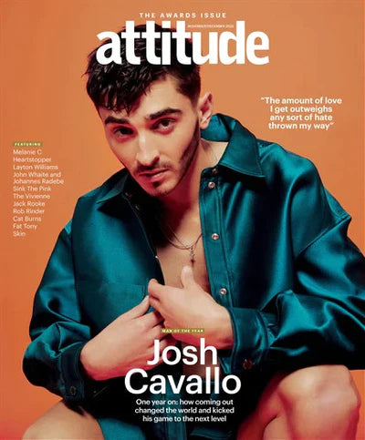 Attitude Magazine November-December 2022 issue featuring Josh Cavallo on the cover, showcasing LGBTQ+ culture and topics.