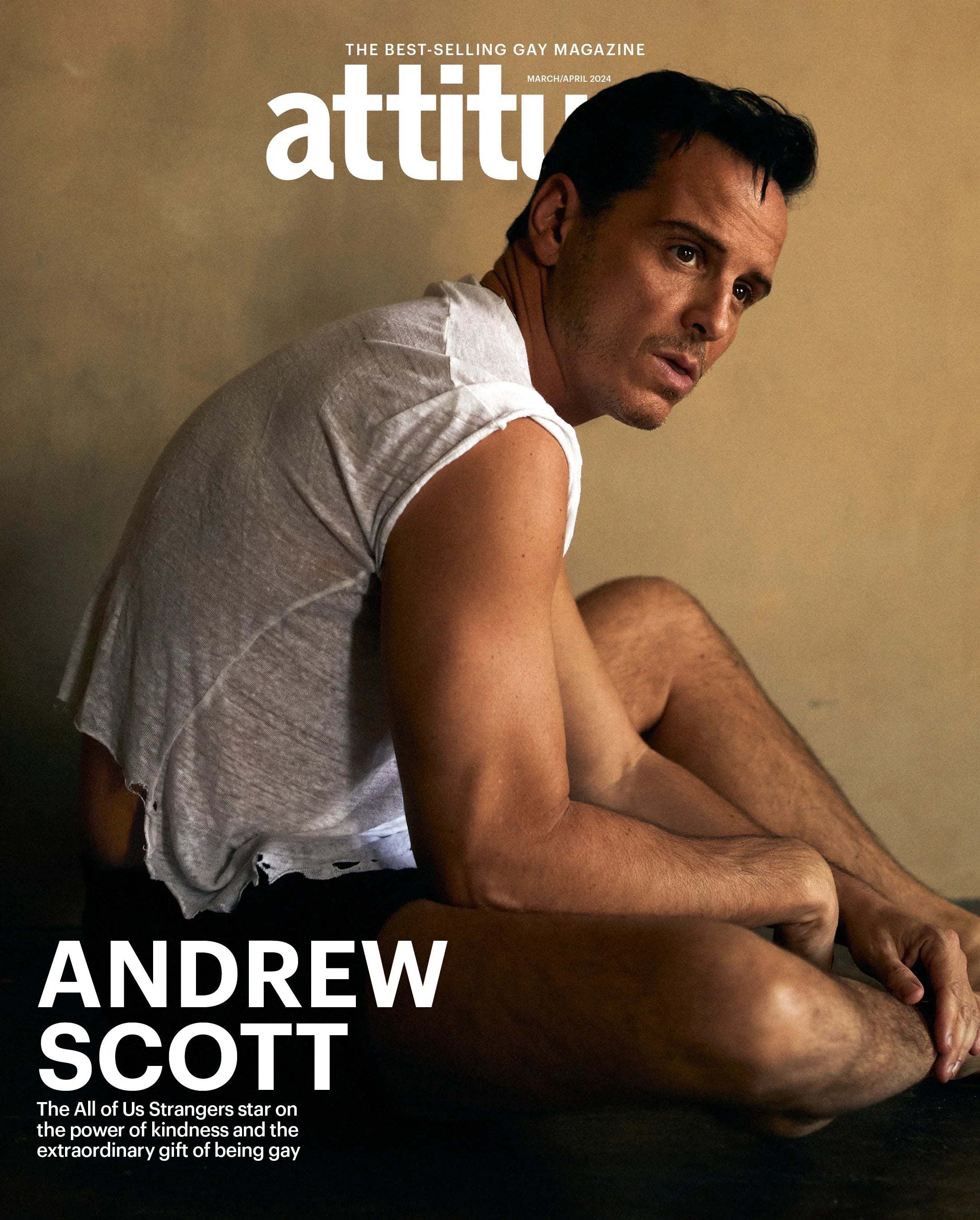 Cover of Attitude Magazine featuring bold graphics and vibrant colors, highlighting LGBTQ+ culture and lifestyle.