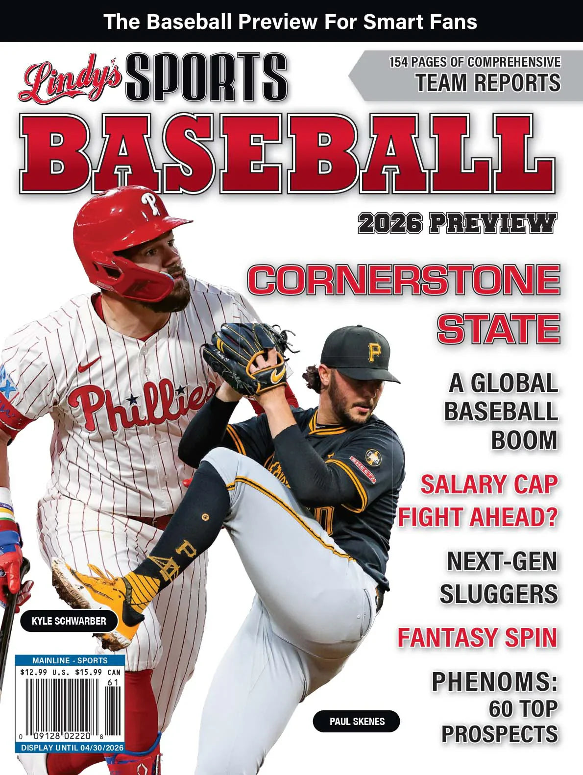2026 Lindy's Baseball Preview Magazine cover featuring Philadelphia Phillies team photo, sports publication by Lindy's Sports