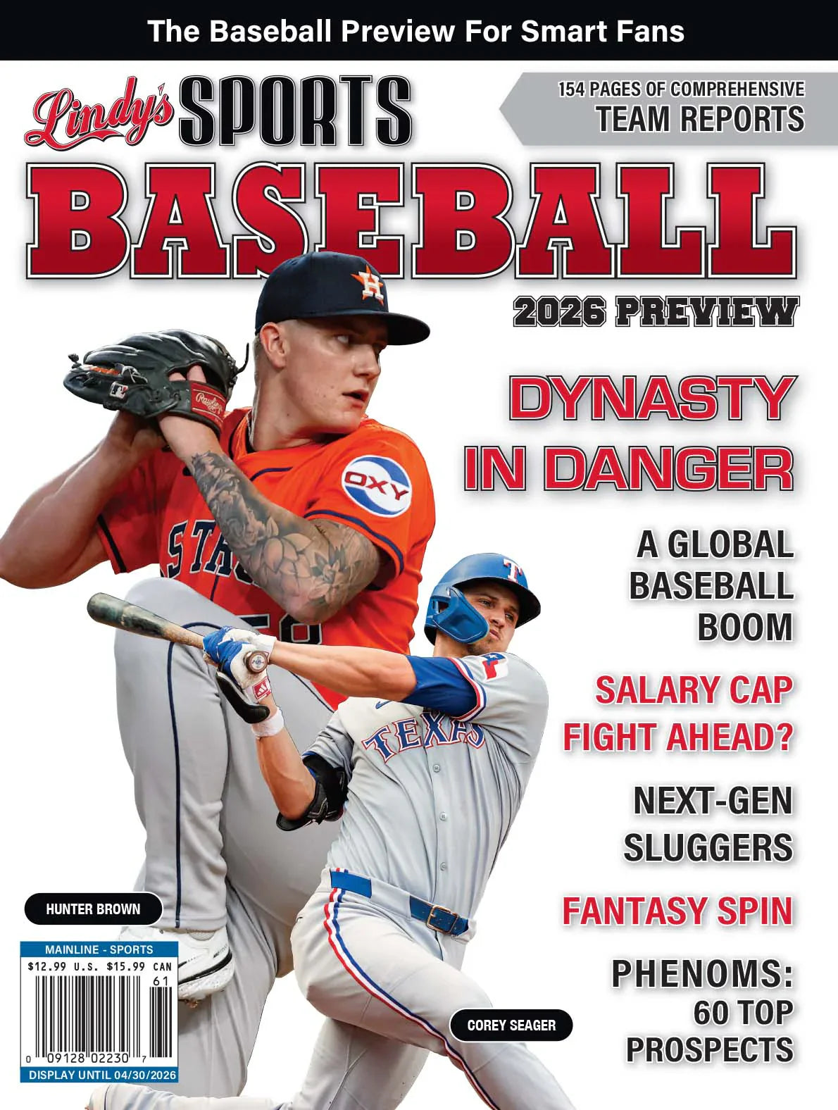 2026 Lindy's Baseball Preview Magazine cover featuring Houston Astros team photo, part of Lindy's Sports baseball publication.