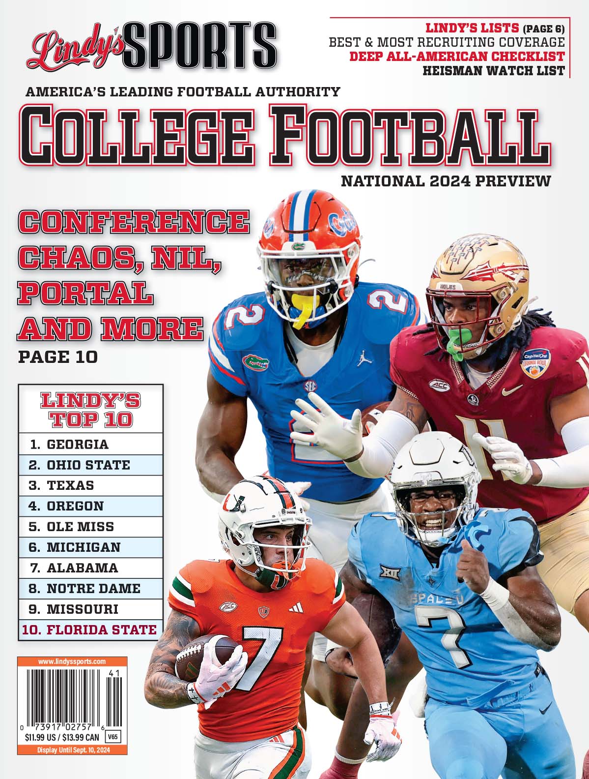 Sports magazine cover featuring Florida highlights and athletes, showcasing vibrant graphics and engaging sports content.