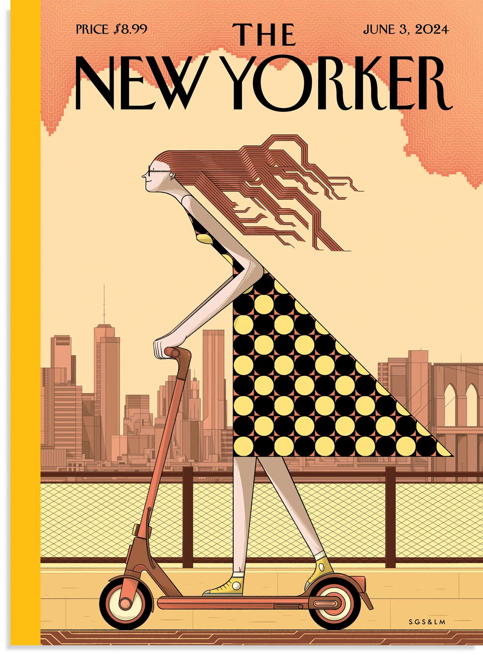 The New Yorker magazine cover featuring an illustration of Garcia Sanchez on a scooter.