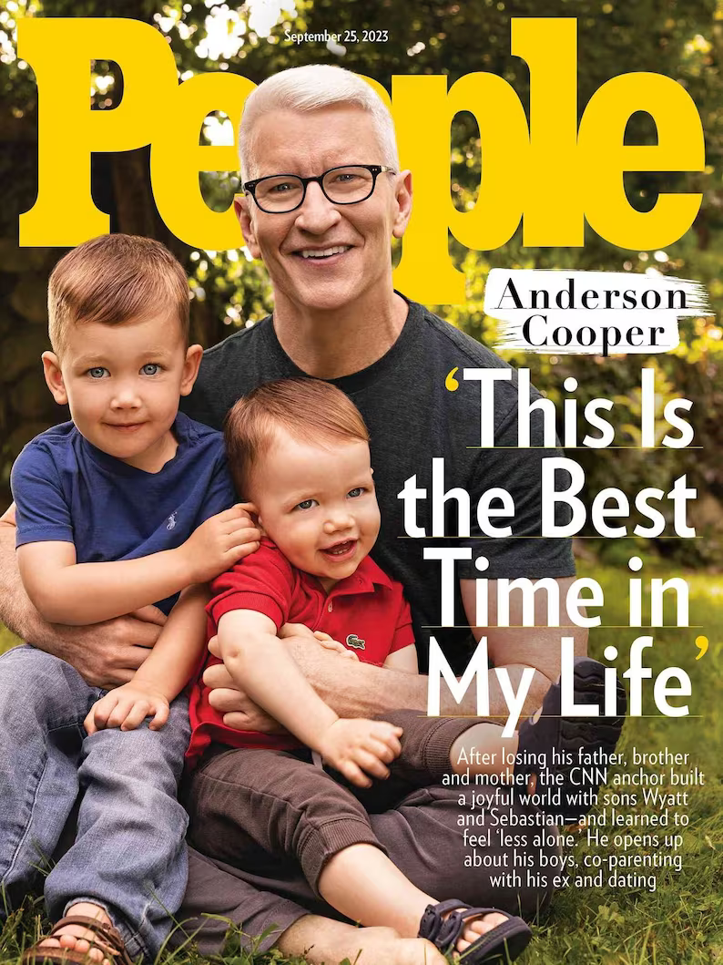 Cover of People Magazine featuring Anderson Cooper, showcasing celebrity news and interviews.