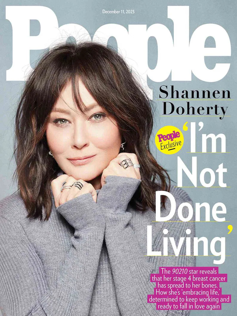 Shannen Doherty featured on the cover of People Magazine, showcasing her latest interview and captivating photo.