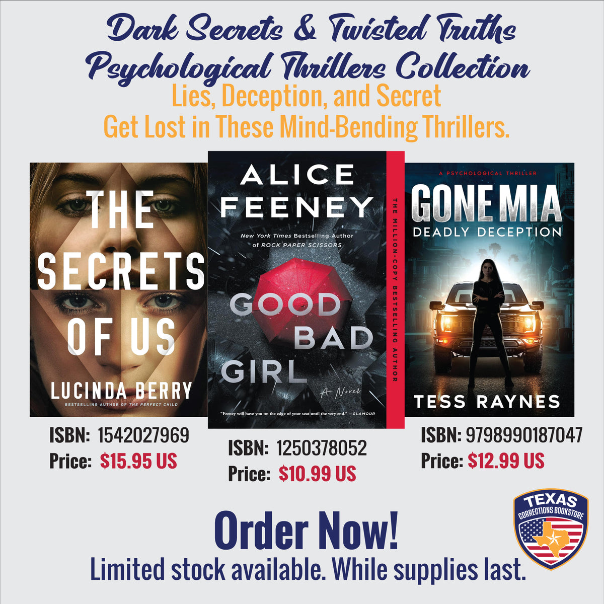 Lucinda Berry Dark Secrets & Twisted Truths three-book psychological thriller bundle cover set