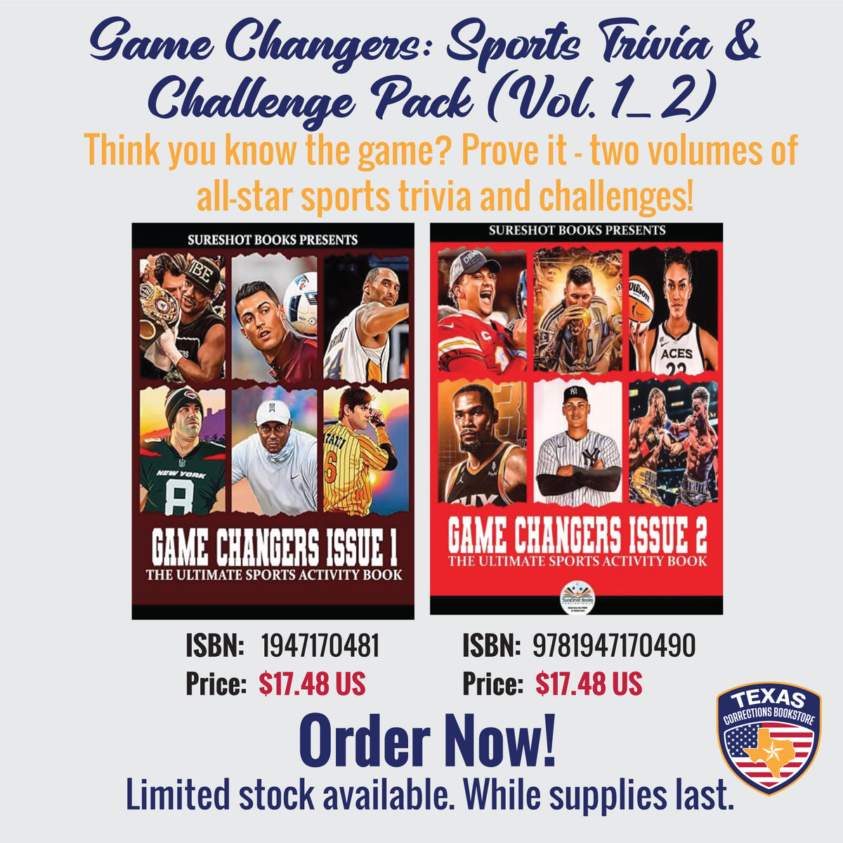 Sureshot Books Game Changers sports trivia and challenge pack, Issues 1–2 bundle covers