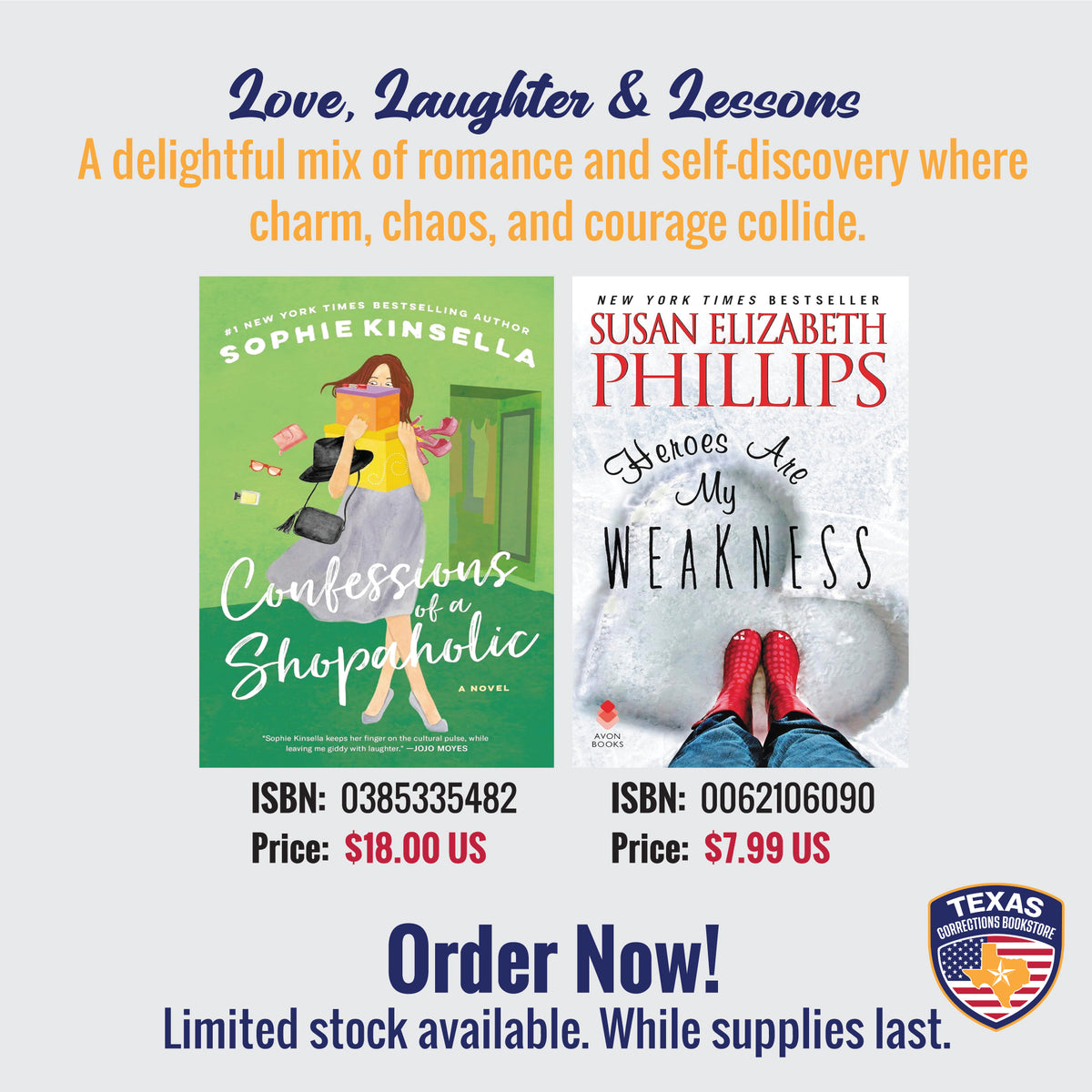 Love, Laughter & Lessons bundle featuring Sophie Kinsella's Confessions of a Shopaholic and Heroes Are My Weakness books