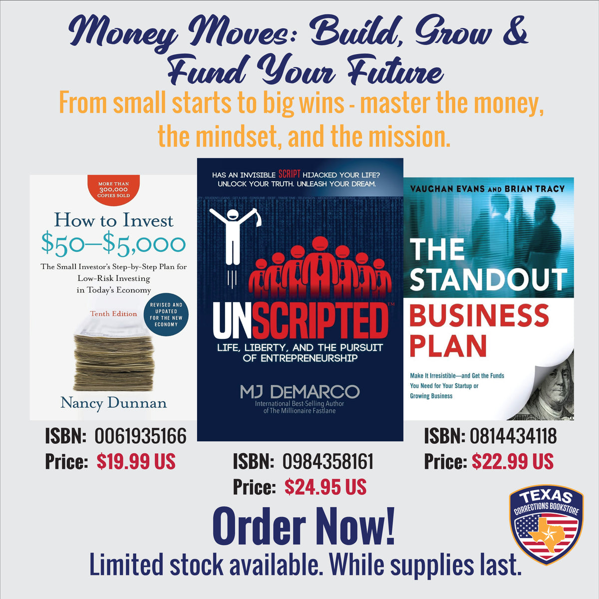 Nancy Dunnan Money Moves three-book business and investing bundle covers building, growing, and funding your future