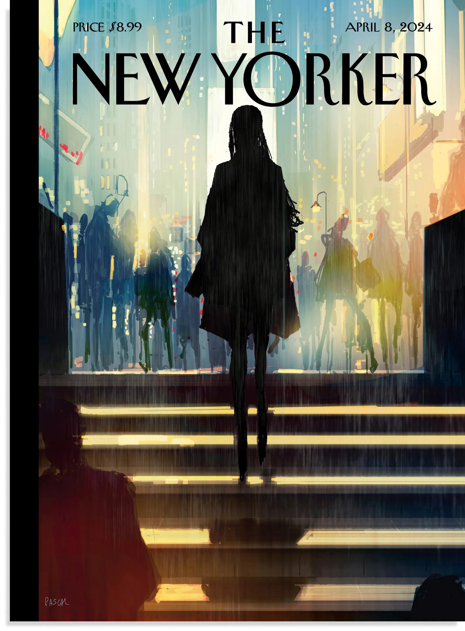 Single issue of The New Yorker magazine featuring a colorful cover illustration and magazine title prominently displayed.