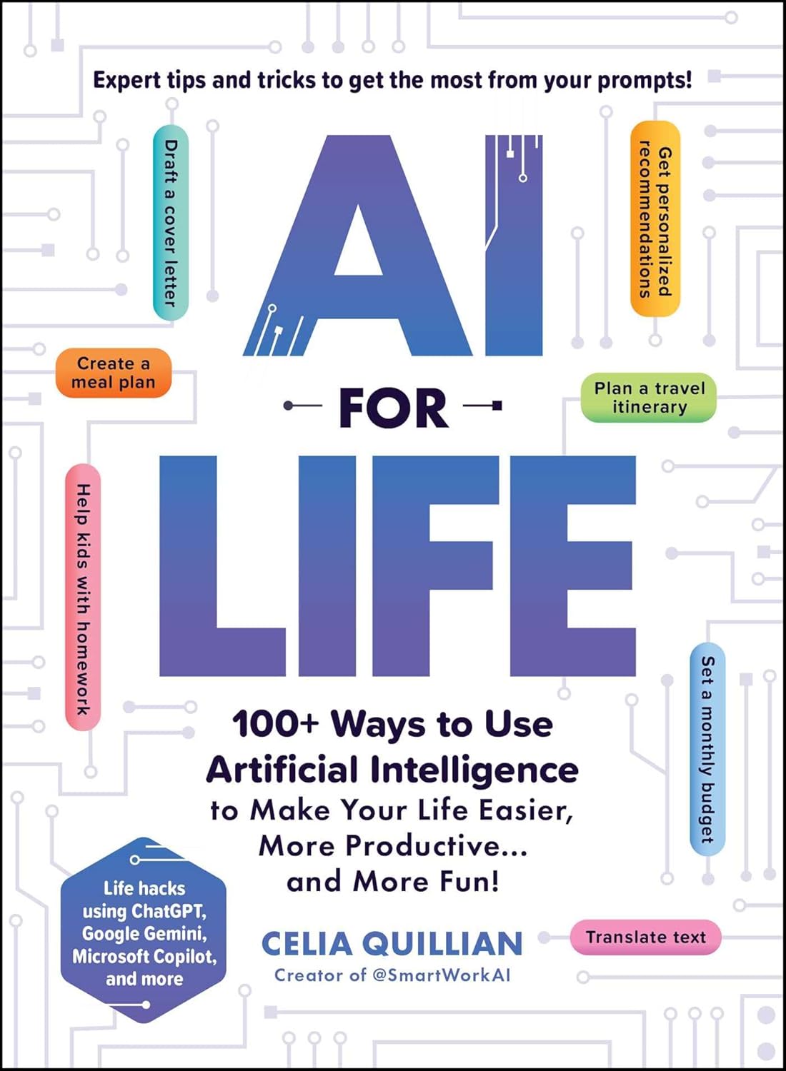 Cover of AI for Life book by Adams Media Corporation, featuring colorful design related to artificial intelligence and productivity.