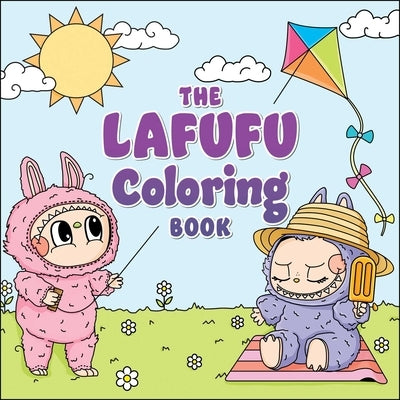 Paperback coloring book titled The Lafufu Coloring Book by Adams Media Corporation with colorful illustrated pages.