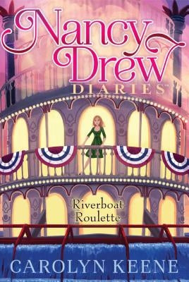 Paperback of Riverboat Roulette by Aladdin Paperbacks, showing the book cover with colorful artwork and title text.