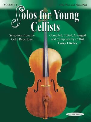 Paperback Alfred Music Solos for Young Cellists Cello Part and Piano Accompaniment, Volume 1, with sheet music and cello repertoire selections.