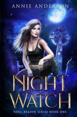 Paperback of "Night Watch" by Annie Anderson, featuring a dark-themed cover with night sky and urban landscape illustration.