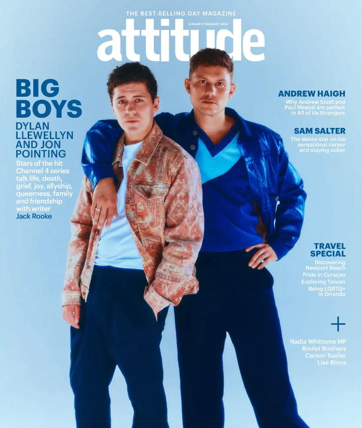 Cover of Attitude Magazine featuring Andrew Scott, showcasing his portrait on the October issue.