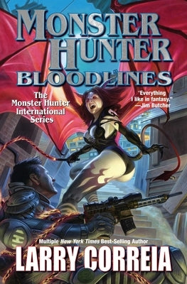 Paperback of Monster Hunter Bloodlines by Baen, featuring the book cover with fantasy-themed artwork and title text.
