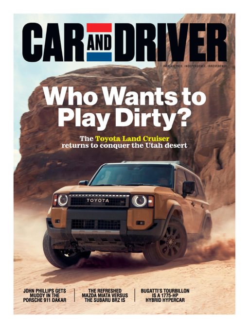 Car & Driver Magazine cover featuring automotive insights, sleek design, and vibrant graphics.