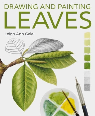 Paperback book titled "Drawing and Painting Leaves" by Crowood Press UK, featuring detailed illustrations of various leaf drawing techniques.