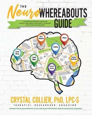 Paperback book titled The NeuroWhereAbouts Guide by Crystal Collier, PhD, Lpc-S, Pllc, focused on neurodevelopment and youth behavior prevention.