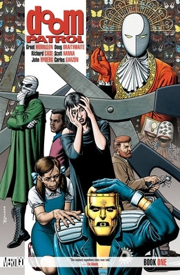 Paperback copy of Doom Patrol Book One by DC Comics featuring colorful comic book cover art.