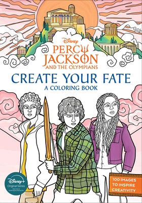 Paperback Percy Jackson and the Olympians coloring book by Disney Hyperion featuring mythological scenes and characters from the series.